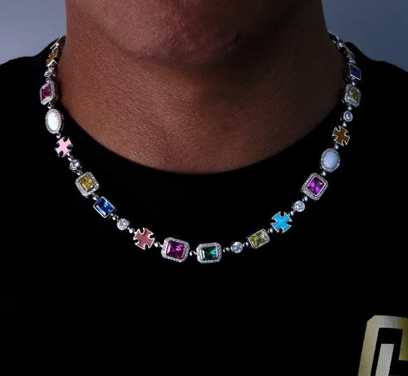 Gold-Plated Hip-Hop Gemstone Necklace by My Store 4
