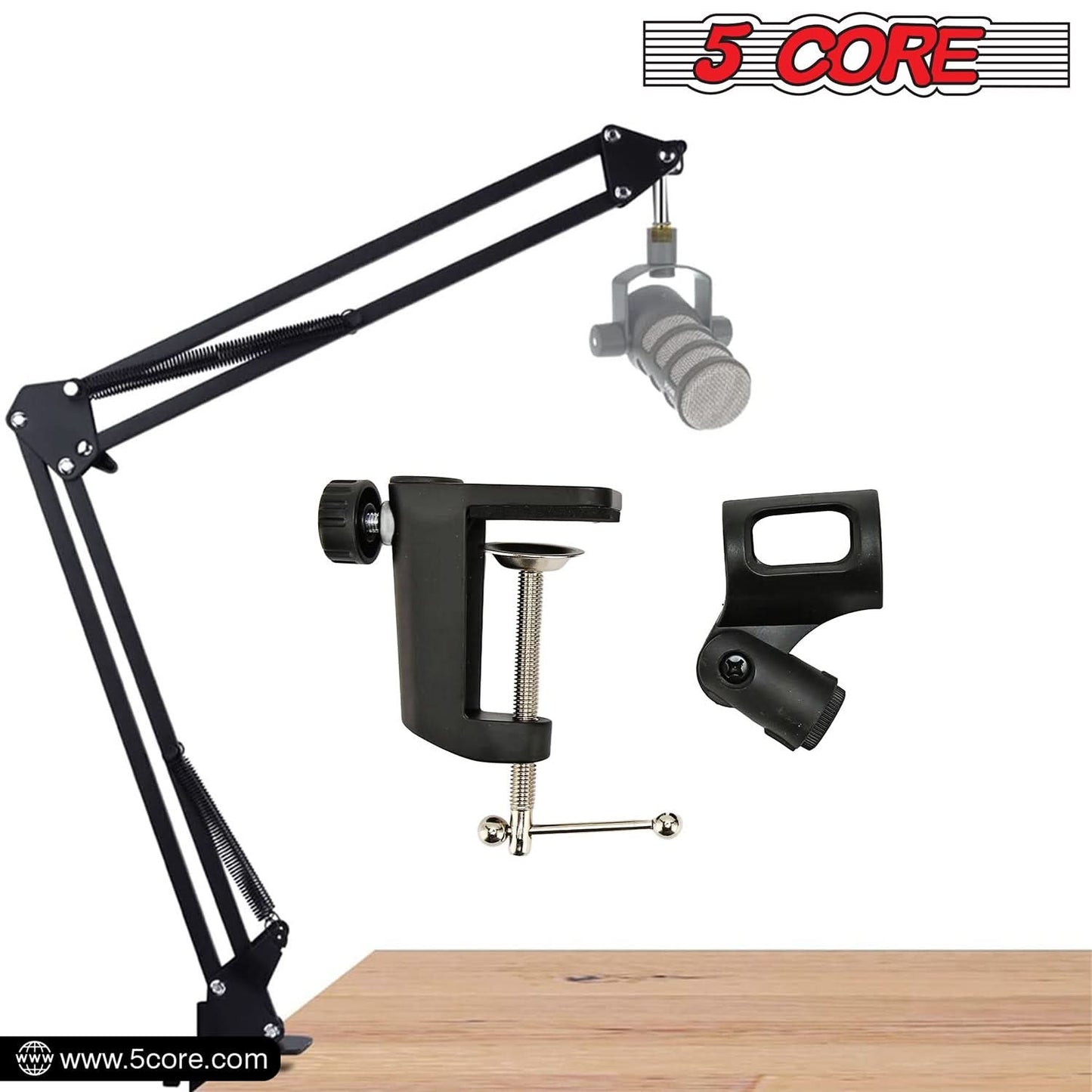 5Core Microphone Boom Arm Desk Mic Stand Adjustable Clamp Suspension Boom Stands BLACK by My Store 4