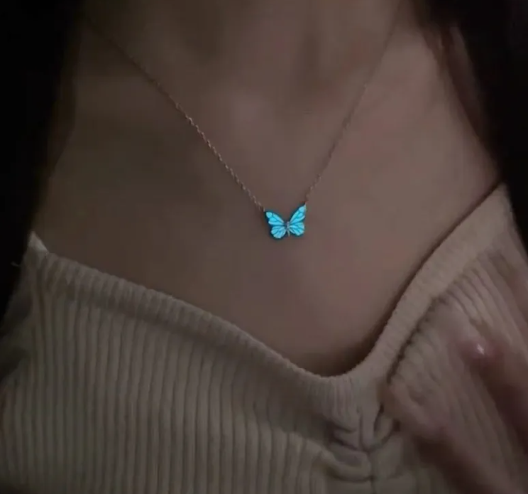 Blue Luminous Smart Butterfly Necklace by My Store 4