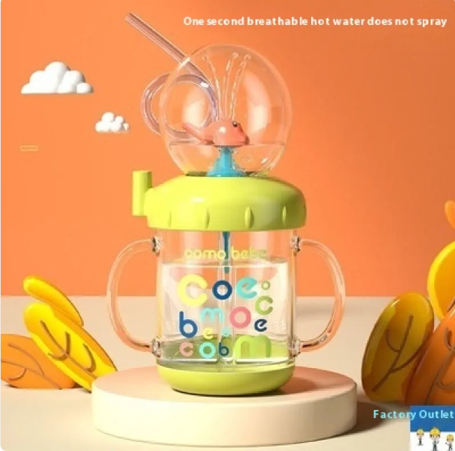 Children's Whale Cartoon Diving Fountain Water Bottle - Tritan Leakproof Sippy Cup (Various Sizes & Colors) by My Store 4