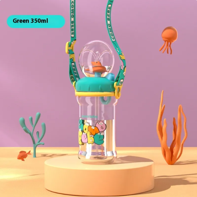 Children's Whale Cartoon Diving Fountain Water Bottle - Tritan Leakproof Sippy Cup (Various Sizes & Colors) by My Store 4