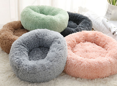 Round Plush Dog Bed for Small Dogs and Puppies by My Store 4