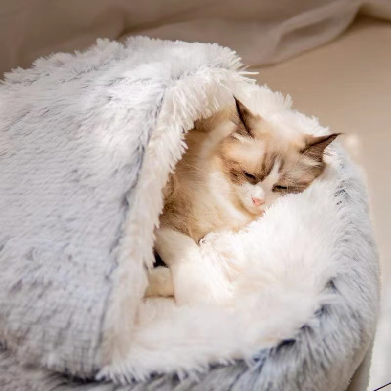 Cozy Nest Semi-Closed Pet Bed for Cats and Small Dogs by My Store 4