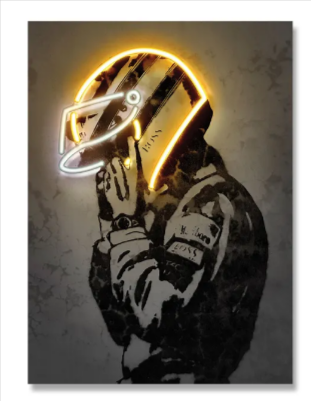Retro Helmet Neon Canvas Art – Vintage Wall Decor by My Store 4