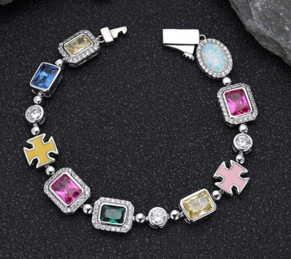 Gold-Plated Hip-Hop Gemstone Necklace by My Store 4