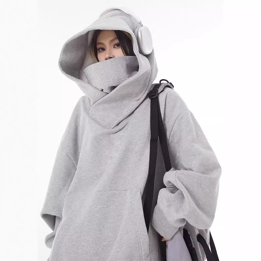 Loose High Collar Fleece Lined Hoodie by My Store 4