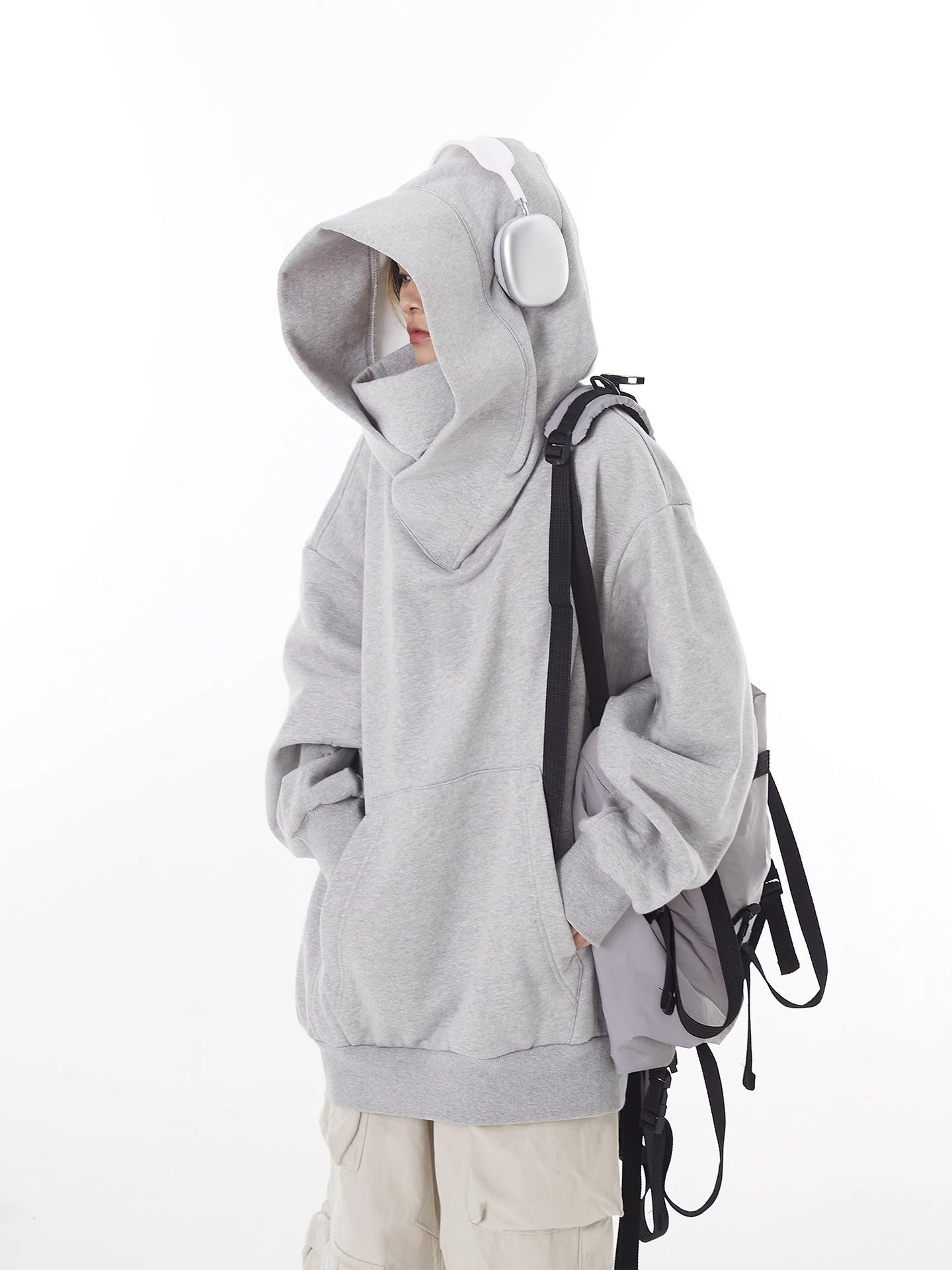 Loose High Collar Fleece Lined Hoodie by My Store 4