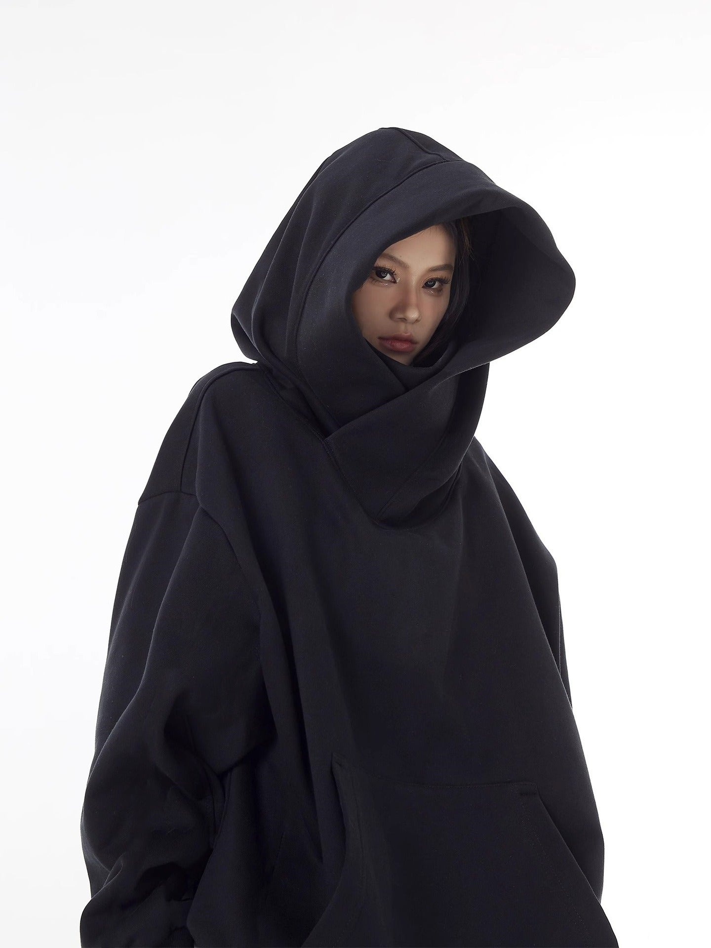 Loose High Collar Fleece Lined Hoodie by My Store 4