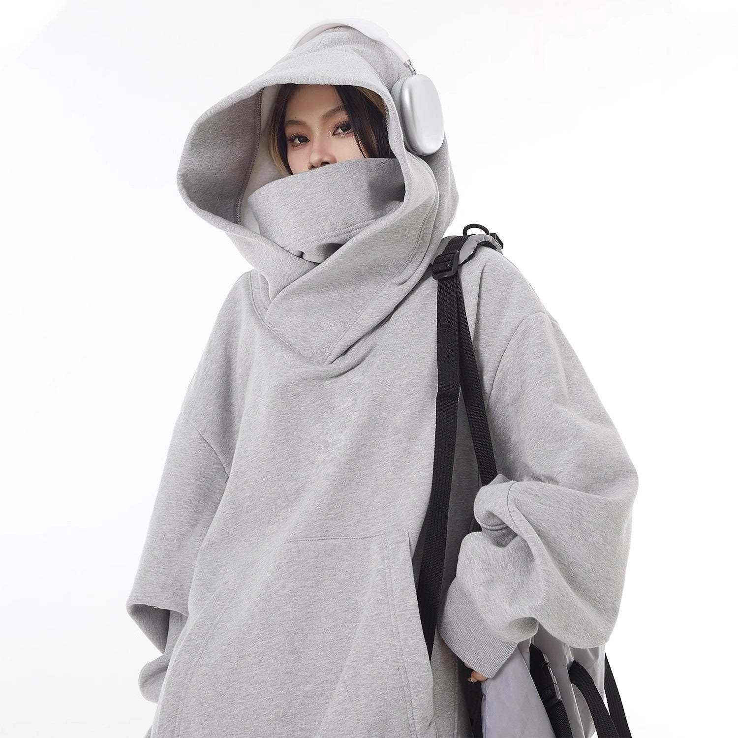Loose High Collar Fleece Lined Hoodie by My Store 4