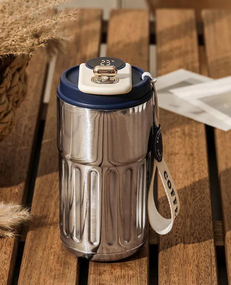 Smart Digital Thermal Bottle Portable Coffee Mug Stainless Steel Water Bottle In-Car Insulated Cup Keep Cold Vacuum Flasks 450ml by My Store 4
